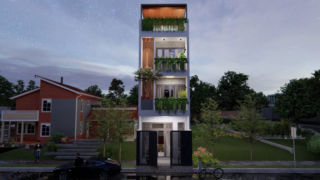 Phối cảnh nhà Thủ Đức ban đêm